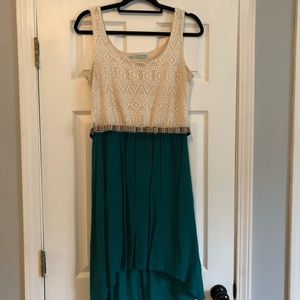 Maurice’s cream and turquoise high low Sundress